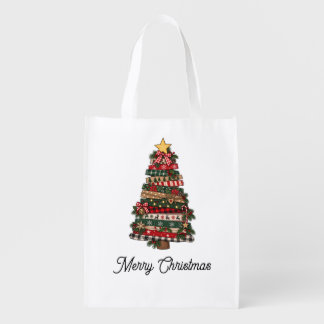 Rustic Christmas Tree Grocery Bag