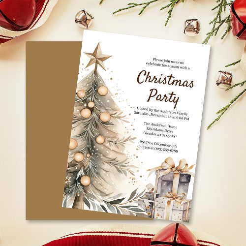 Rustic Christmas Tree Holiday Party Invitation