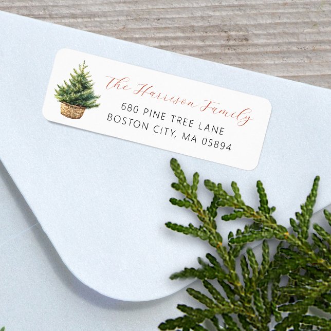 Rustic Christmas Tree In Basket Address Label (Rustic Christmas Tree In Basket Address Label)