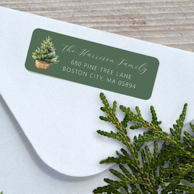 Rustic Christmas Tree In Basket Address Label (Rustic Christmas Tree In Basket Address Label)