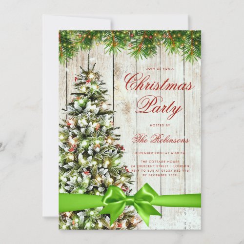Rustic Christmas Tree Invite Program Menu Green
