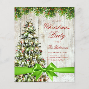 Rustic Christmas Tree Invite Program Menu Green Flyer