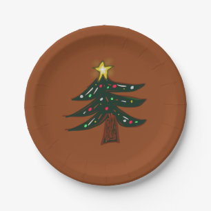 Rustic Christmas Tree on Brown Paper Plates