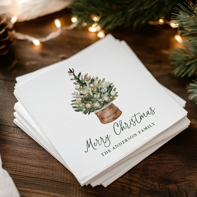 Rustic Christmas Tree Ornaments Neutral Holiday Napkins (Creator Uploaded)