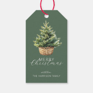 Rustic Christmas Tree Personalized Photo Gift Tags