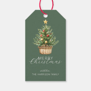 Rustic Christmas Tree Personalized Photo Gift Tags