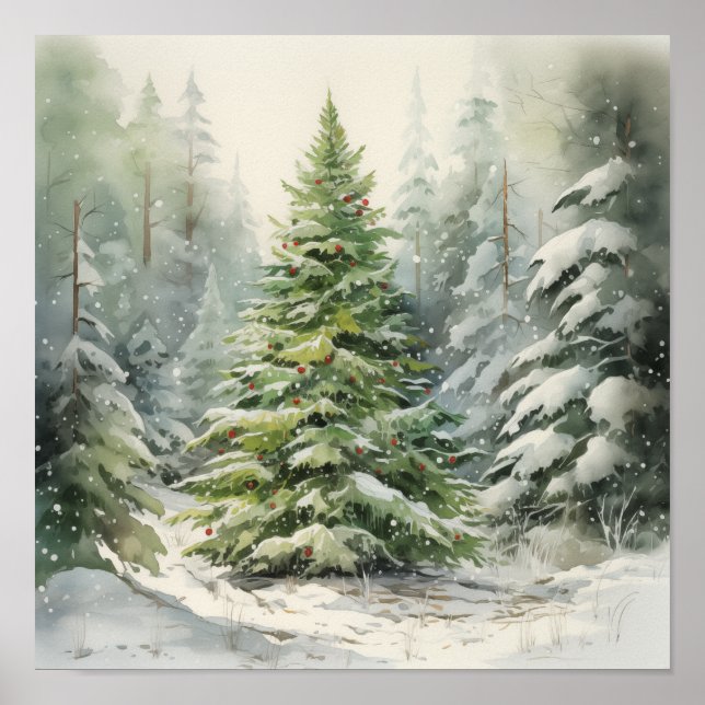 Rustic Christmas Tree Poster (Front)