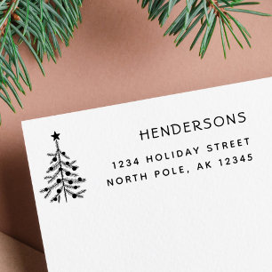 Rustic Christmas Tree Return Address Self-inking Stamp