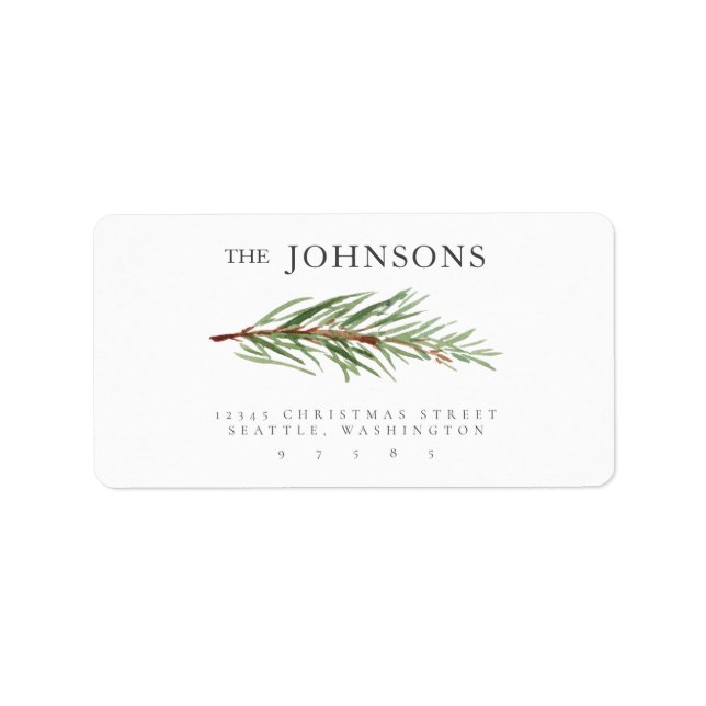 Rustic Christmas Tree Single Branch Return Address Label (Front)