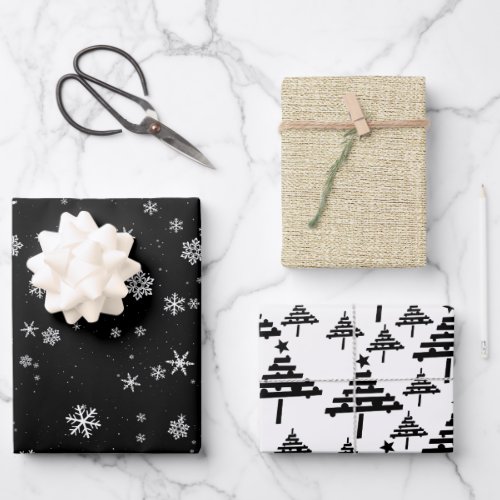 Rustic Christmas Tree Snowflake Christmas Holidays Wrapping Paper Sheets