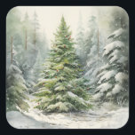 Rustic Christmas Tree Square Sticker<br><div class="desc">Rustic Christmas Tree</div>