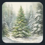 Rustic Christmas Tree Square Sticker<br><div class="desc">Rustic Christmas Tree</div>
