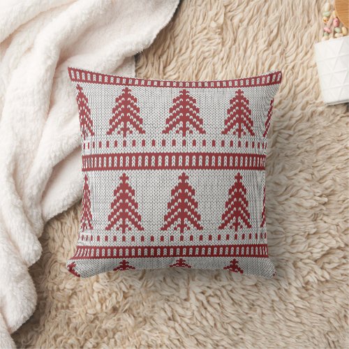 Rustic Christmas Tree Sweater Pattern  Throw Pillow