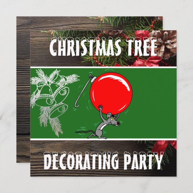 Rustic Christmas Tree Trimming Party | Holiday Invitation (Front/Back)