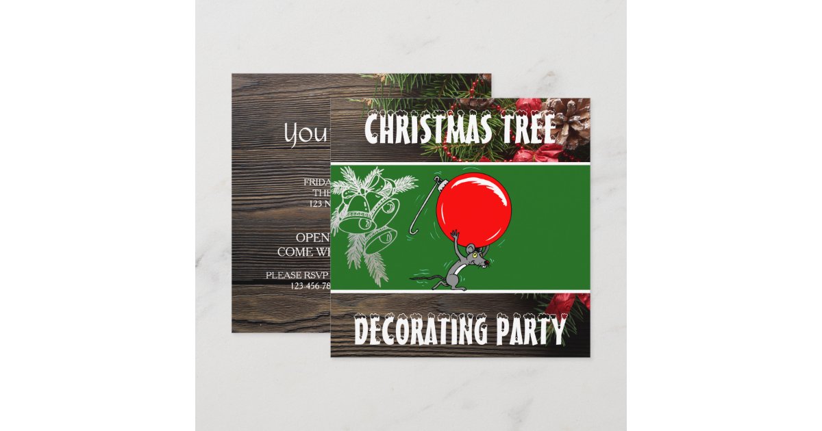 Rustic Christmas Tree Trimming Party Holiday Invitation Zazzle