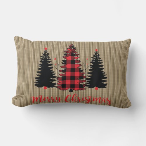 Rustic Christmas Tree Trio Lumbar Pillow