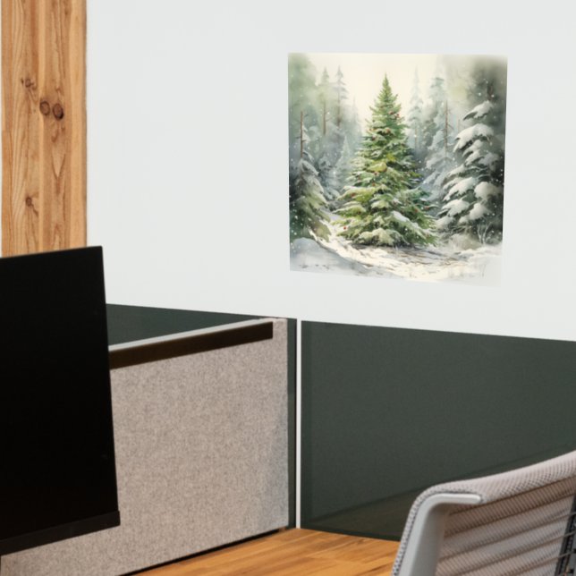 Rustic Christmas Tree Wall Decal (Office 2)