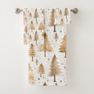 Rustic Christmas Trees Bath Towel Set