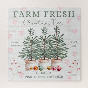 Rustic Christmas Trees Family Jigsaw Puzzle