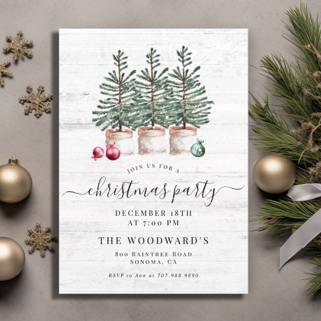 Rustic Christmas Trees Holiday Party  Invitation (Creator Uploaded)