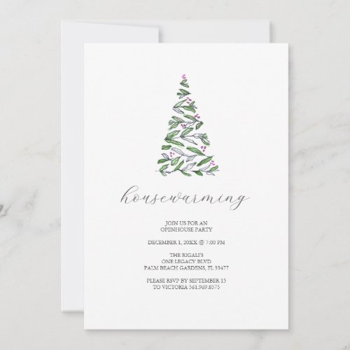 Rustic Christmas Trees Housewarming Party  Invitation