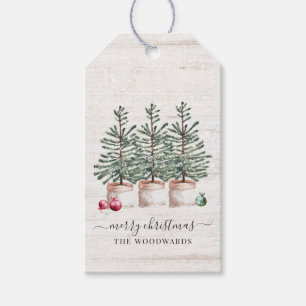 Rustic Christmas Trees Merry Christmas Gift Tags
