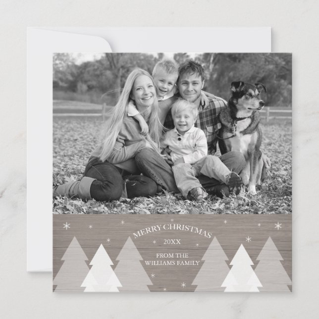 Rustic Christmas Trees Photo Card (Front)