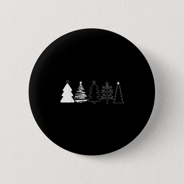 Rustic Christmas Trees Winter Forest Minimalist  Button (Front)