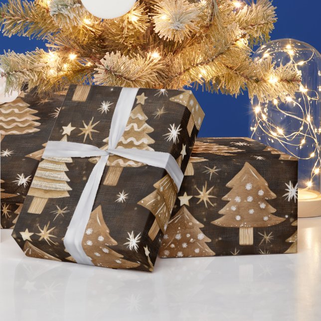 Rustic Christmas Trees Wrapping Paper (Holidays)