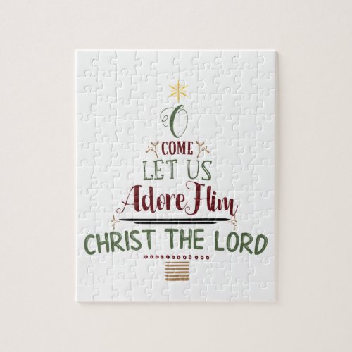 Rustic Christmas Typography Christian Holiday Jigsaw Puzzle