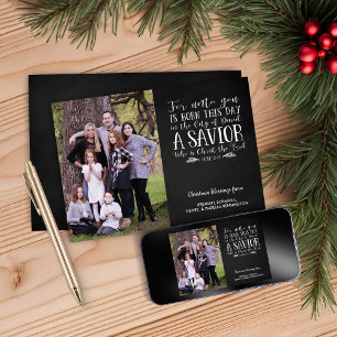 Rustic Christmas Verse Typography Holiday Photo Card