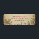 Rustic Christmas Vintage Holly Leaves Red Berries Label<br><div class="desc">rustic christmas design, vintage holly green leaves/red berries, vintage holiday design, antique illustration/image/digital collage, simple/pretty/old fashioned/cool design, distressed look/background, vintage inspired/style/look/looking, old/aged paper, brown/red text template, christmas family. Rustic Christmas design featuring antique illustration of holly, with red berries and green leaves. The vintage image is printed on old/textured paper with...</div>