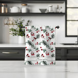 Rustic Christmas Watercolor Botanical Your Name Kitchen Towel<br><div class="desc">Rustic Christmas Watercolor Botanical Your Name Kitchen Towel featuring a sprig of gentle modern greenery of pine and berries along with your custom details. Please contact us at cedarandstring@gmail.com if you need assistance with the design or matching products.</div>