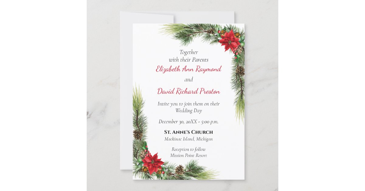 Rustic Christmas Wedding Invitation | Zazzle