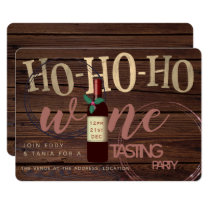 Rustic Christmas Wine Tasting Party Glass Stains Invitation