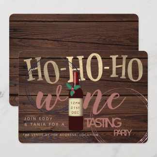 Rustic Christmas Wine Tasting Party Glass Stains Invitation