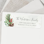Rustic Christmas Winter Botanical Greenery Label<br><div class="desc">Beautiful Christmas holiday themed return address labels featuring hand-painted botanical watercolor illustrations of winter greenery,  pine and spruce branches,  cones and holly berries.</div>