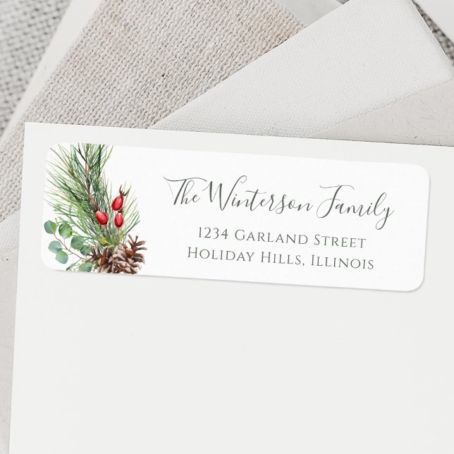Rustic Christmas Winter Botanical Greenery Label (Creator Uploaded)