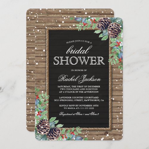 Rustic Christmas Winter Bridal Shower Invitation