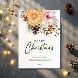 Rustic Christmas winter citrus botanical Holiday Card<br><div class="desc">Rustic Christmas winter dry citrus botanical  editable holiday greeting card template instant digital download modern rustic greenery pink flowers winter dry citrus winter composition</div>