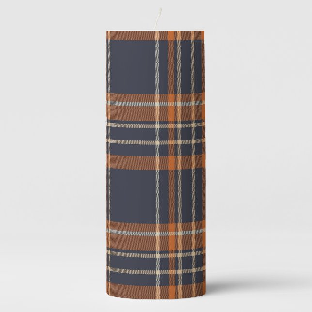 Rustic Christmas/winter plaid  Pillar Candle (Front)