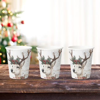 Rustic Christmas Winter Reindeer Paper Cups