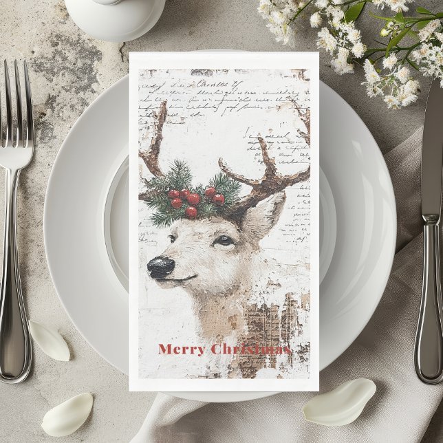 Rustic Christmas Winter Reindeer Paper Guest Towels (Creator Uploaded)