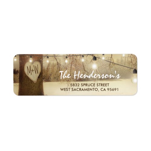 Rustic Christmas Winter Tree Return Address Label