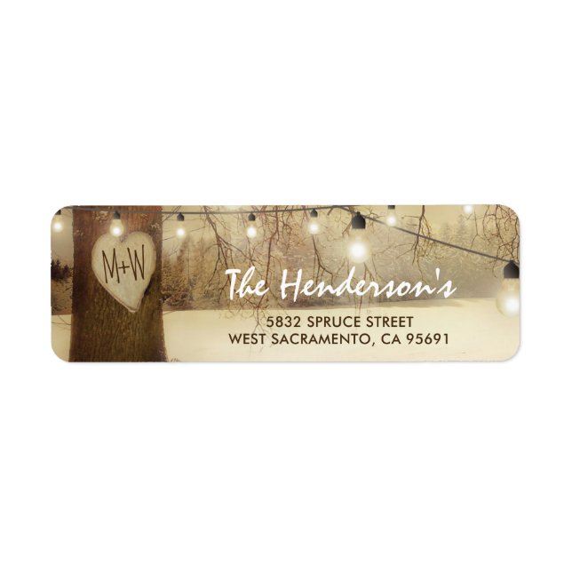 Rustic Christmas Winter Tree Return Address Label (Front)