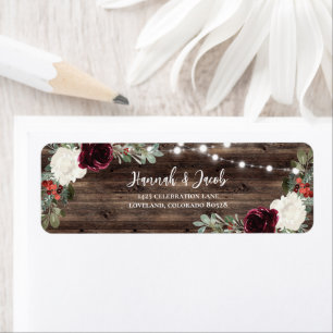 Rustic Christmas Winter Wedding Return Address Label