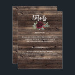 Rustic Christmas Winter Wood Wedding Enclosure Card<br><div class="desc">This Rustic Christmas Winter Wedding Wood details is perfect for a December wedding. The design features beautiful watercolor white and burgundy florals with pine, holy berry and eucalyptus greenery. Add all of the wedding details such as reception information, accommodations information and your wedding website. For further personalization, please click the...</div>