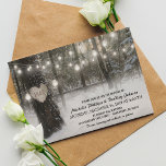 Rustic Christmas Winter Woodland Wedding Invitation<br><div class="desc">Winter wonderland wedding invitations featuring gorgeous snow covered woodlands,  a carved heart in a tree with your initials,  string twinkle lights,  and a modern wedding template.</div>