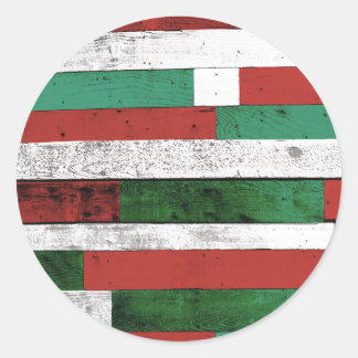 Rustic Christmas Wood Boards Classic Round Sticker