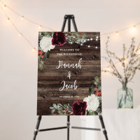 Rustic Christmas Wood Winter Wedding Welcome Sign